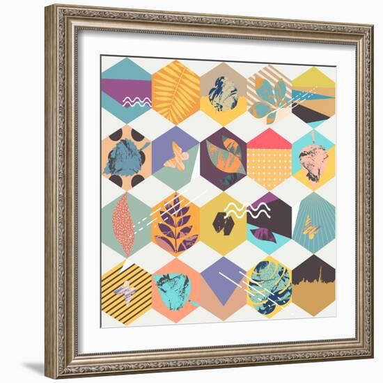 Floral Seamless Geometric Background-theromb-Framed Art Print