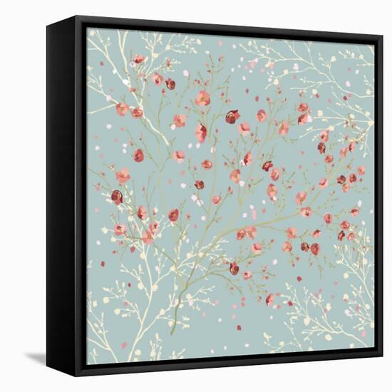 Floral Seamless Pattern with Blooming Branches in Springtime-Milovelen-Framed Stretched Canvas