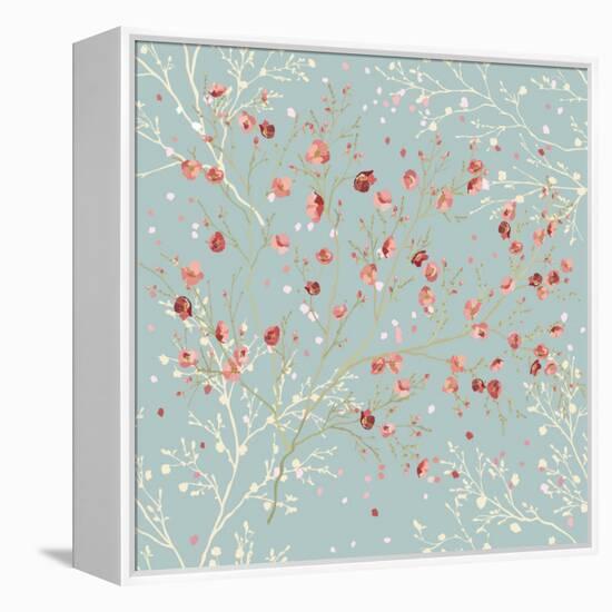 Floral Seamless Pattern with Blooming Branches in Springtime-Milovelen-Framed Stretched Canvas