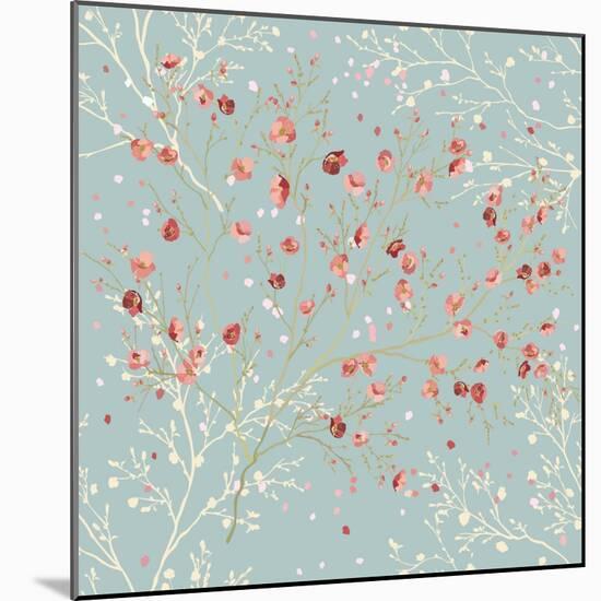 Floral Seamless Pattern with Blooming Branches in Springtime-Milovelen-Mounted Art Print