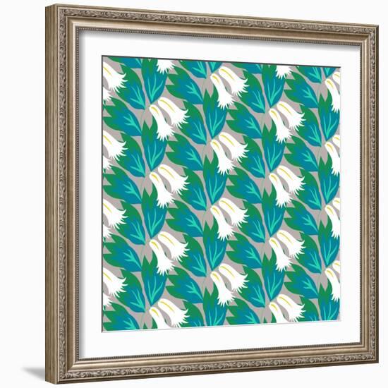 Floral Seamless Vector Pattern with Bell Flowers-tukkki-Framed Art Print