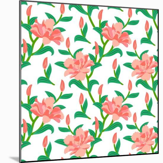 Floral Seamless Vector Pattern with Peony Flowers-tukkki-Mounted Art Print