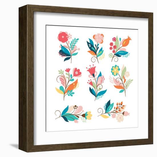 Floral Set-lenlis-Framed Art Print