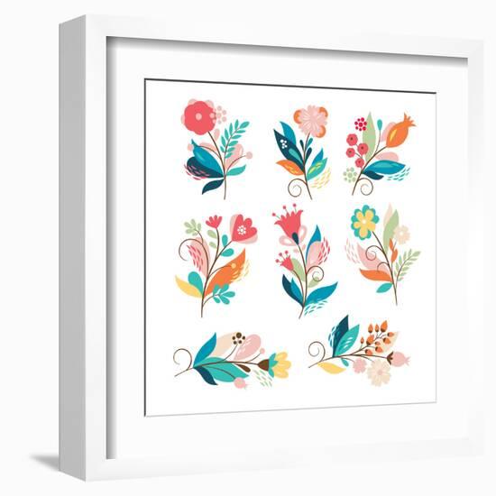 Floral Set-lenlis-Framed Art Print