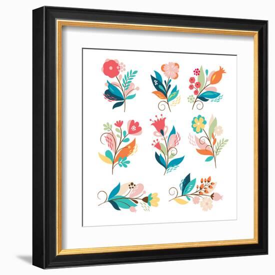 Floral Set-lenlis-Framed Art Print