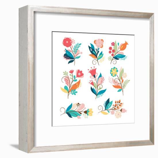 Floral Set-lenlis-Framed Art Print