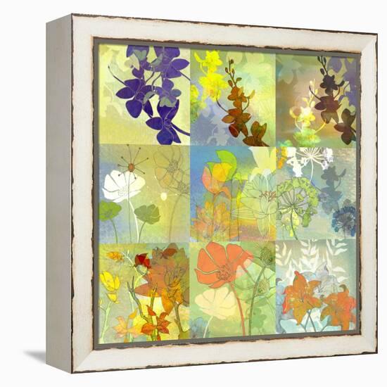 Floral Shadows-9 Patch-Jan Weiss-Framed Stretched Canvas