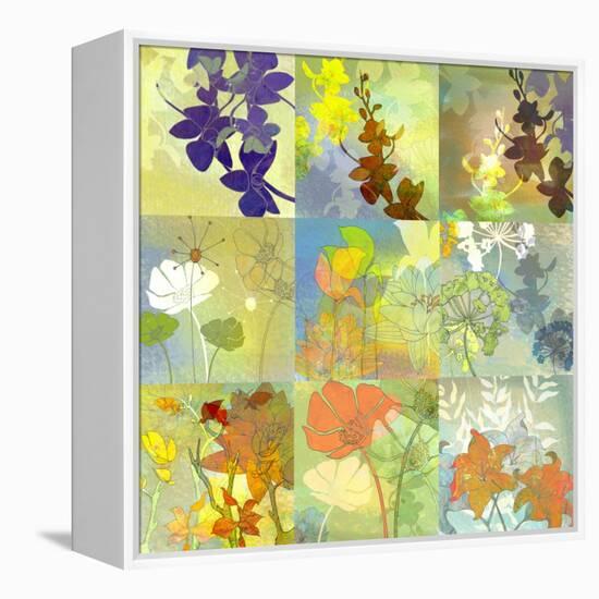 Floral Shadows-9 Patch-Jan Weiss-Framed Stretched Canvas