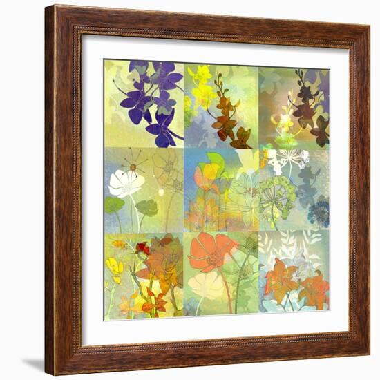 Floral Shadows-9 Patch-Jan Weiss-Framed Art Print