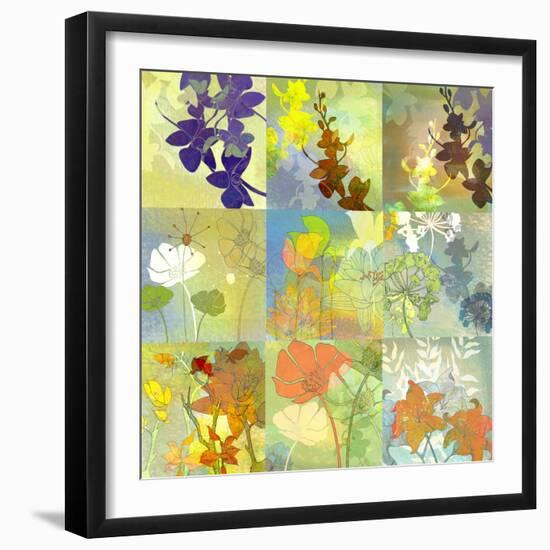 Floral Shadows-9 Patch-Jan Weiss-Framed Art Print