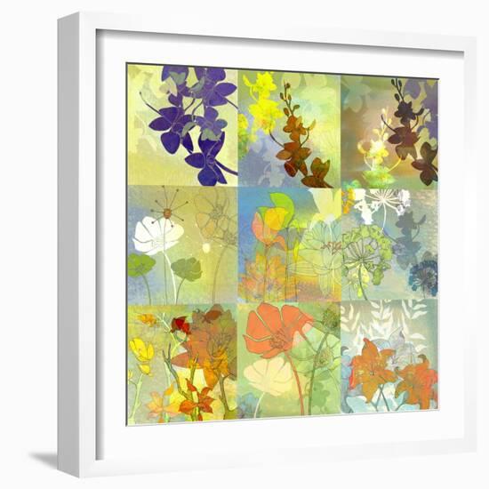 Floral Shadows-9 Patch-Jan Weiss-Framed Art Print