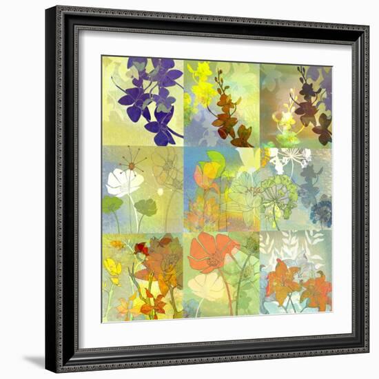 Floral Shadows-9 Patch-Jan Weiss-Framed Art Print