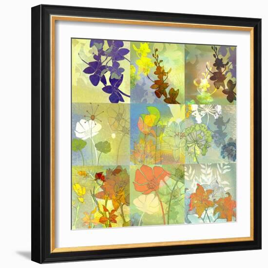 Floral Shadows-9 Patch-Jan Weiss-Framed Art Print