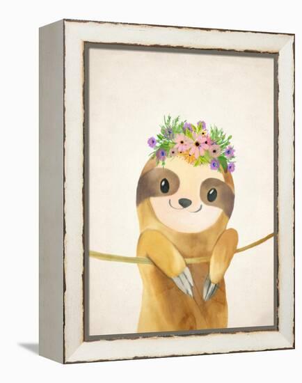 Floral Sloth 1-Kimberly Allen-Framed Stretched Canvas