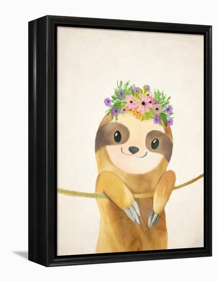 Floral Sloth 1-Kimberly Allen-Framed Stretched Canvas
