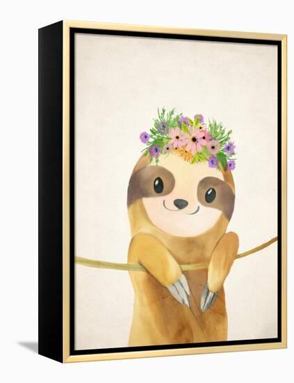 Floral Sloth 1-Kimberly Allen-Framed Stretched Canvas