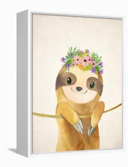 Floral Sloth 1-Kimberly Allen-Framed Stretched Canvas