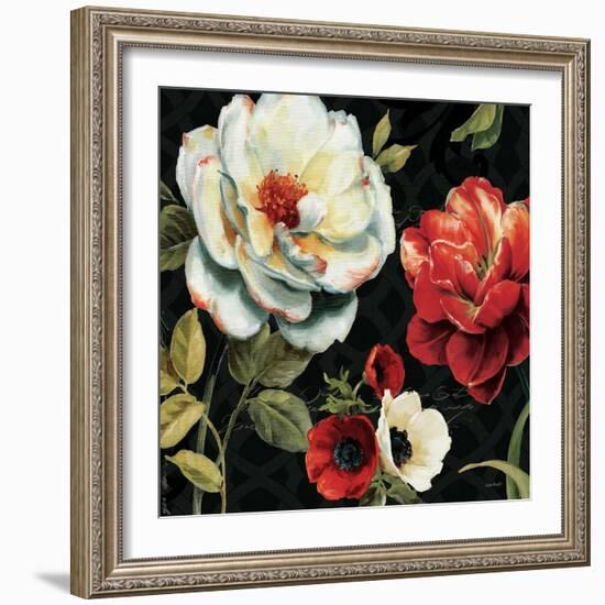 Floral Story IV on Black-Lisa Audit-Framed Art Print