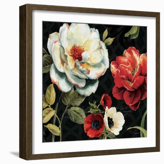 Floral Story IV on Black-Lisa Audit-Framed Art Print