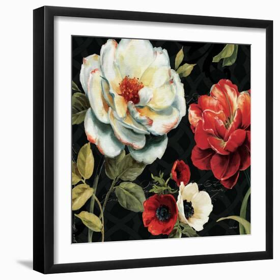 Floral Story IV on Black-Lisa Audit-Framed Art Print