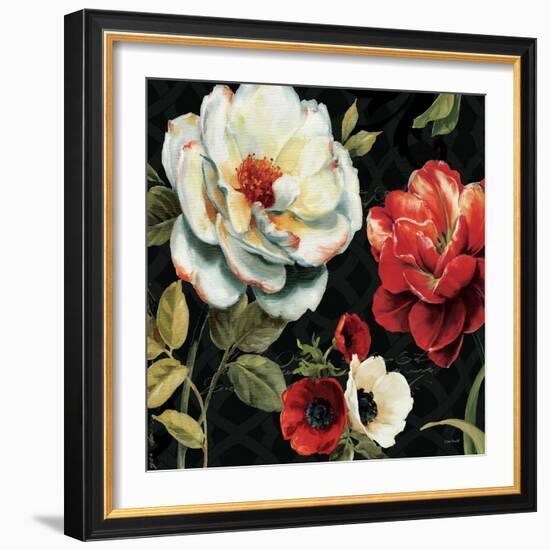 Floral Story IV on Black-Lisa Audit-Framed Art Print