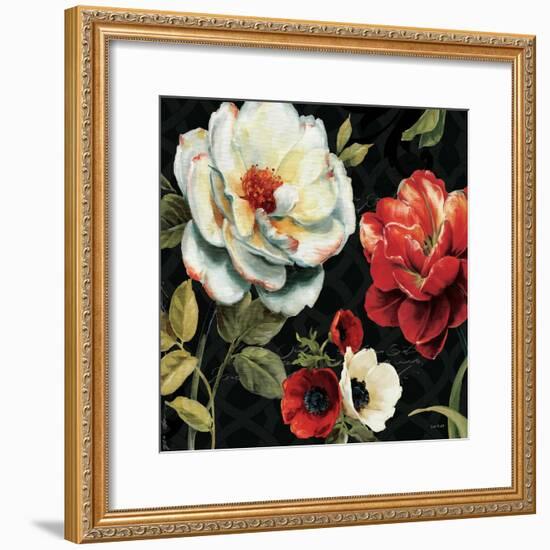 Floral Story IV on Black-Lisa Audit-Framed Premium Giclee Print