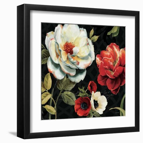 Floral Story IV on Black-Lisa Audit-Framed Art Print