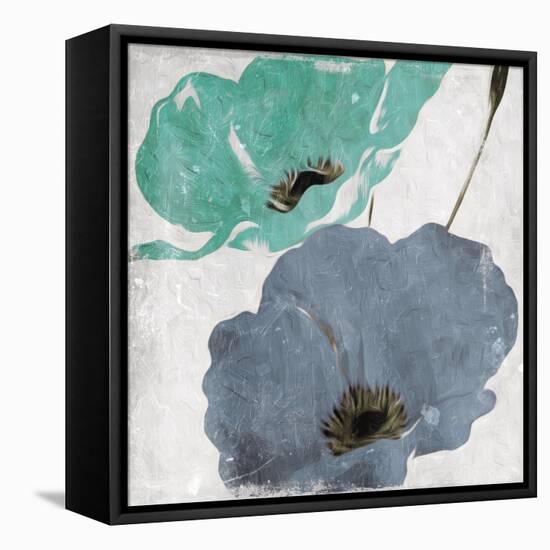 Floral Teal and Blue Hues Mate-Milli Villa-Framed Stretched Canvas