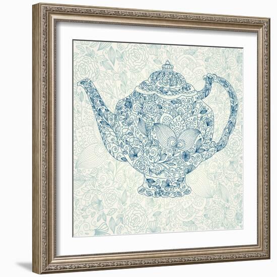 Floral Teapot-Molesko Studio-Framed Art Print