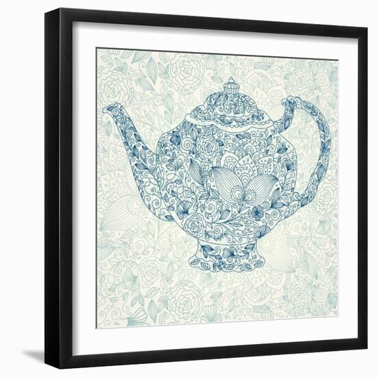 Floral Teapot-Molesko Studio-Framed Art Print