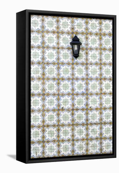Floral Tile Pattern at Wall of a House, Sintra, Lisbon, Portugal-Axel Schmies-Framed Premier Image Canvas