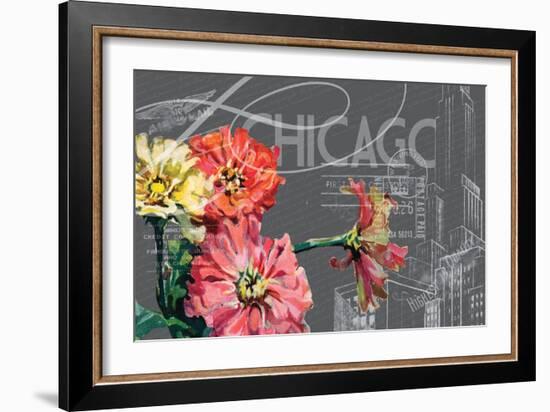 Floral Travel Chicago-null-Framed Giclee Print