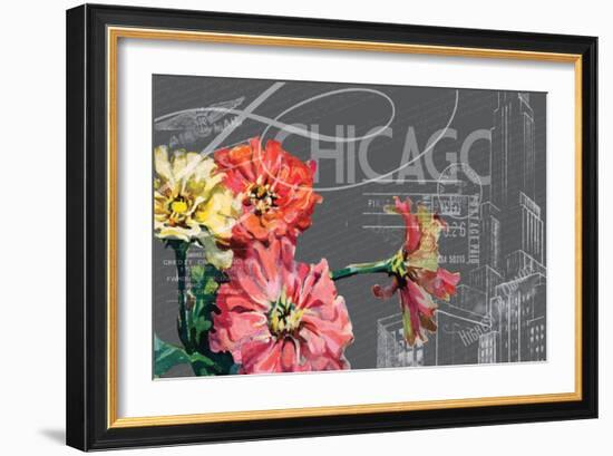 Floral Travel Chicago-null-Framed Giclee Print