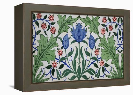 Floral Wallpaper Design with Tulips by William Morris-Stapleton Collection-Framed Premier Image Canvas