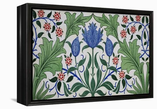 Floral Wallpaper Design with Tulips by William Morris-Stapleton Collection-Framed Premier Image Canvas