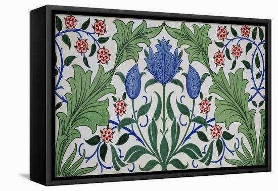 Floral Wallpaper Design with Tulips by William Morris-Stapleton Collection-Framed Premier Image Canvas