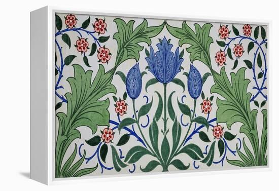 Floral Wallpaper Design with Tulips by William Morris-Stapleton Collection-Framed Premier Image Canvas