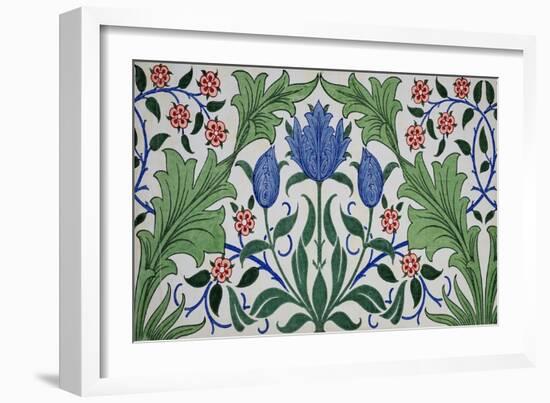 Floral Wallpaper Design with Tulips by William Morris-Stapleton Collection-Framed Giclee Print