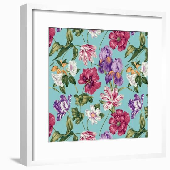 Floral Waltz Aqua-Bill Jackson-Framed Giclee Print