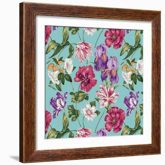 Floral Waltz Aqua-Bill Jackson-Framed Giclee Print