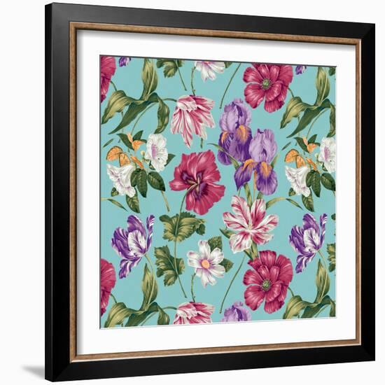 Floral Waltz Aqua-Bill Jackson-Framed Giclee Print