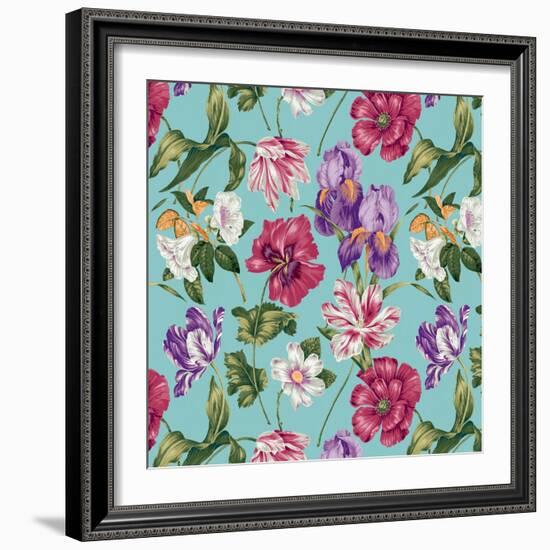 Floral Waltz Aqua-Bill Jackson-Framed Giclee Print