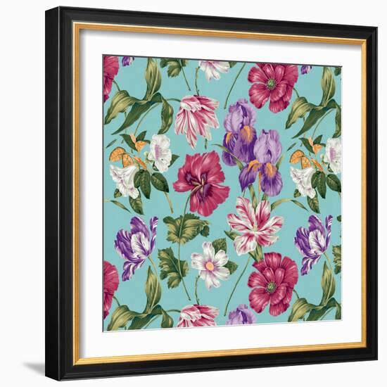 Floral Waltz Aqua-Bill Jackson-Framed Giclee Print