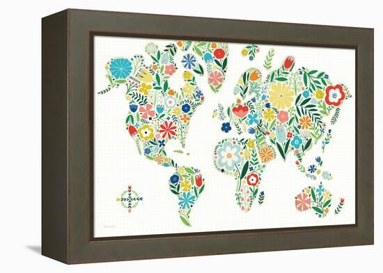 Floral World White-Michael Mullan-Framed Stretched Canvas