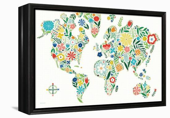 Floral World White-Michael Mullan-Framed Stretched Canvas