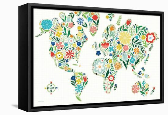 Floral World White-Michael Mullan-Framed Stretched Canvas