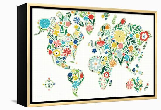 Floral World White-Michael Mullan-Framed Stretched Canvas