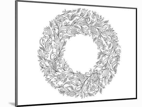 Floral Wreath Coloring Art-null-Mounted Coloring Poster