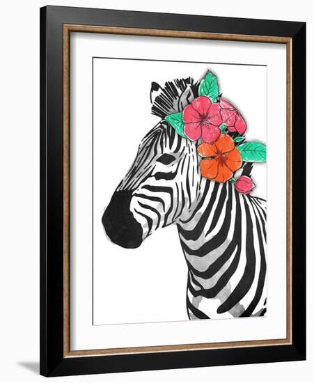 Floral Zebra-OnRei-Framed Art Print