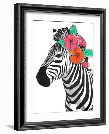 Floral Zebra-OnRei-Framed Art Print